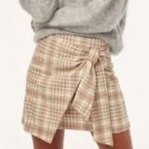 Wilfred Aritzia Dorine Plaid Wool Cashmere Blend Wrap Mini Skirt 0